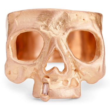 Diamond Snaggletooth Skull Ring in Rose - Made to Order